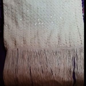 Vintage White Fringed Sequined Flapper Skirt